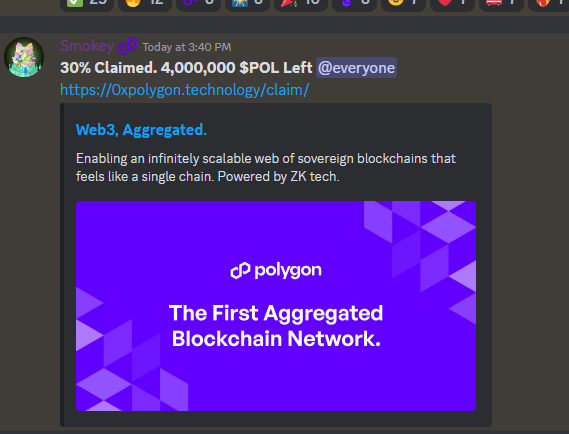 Falsk POL-kravstilbud på Polygon Discord.