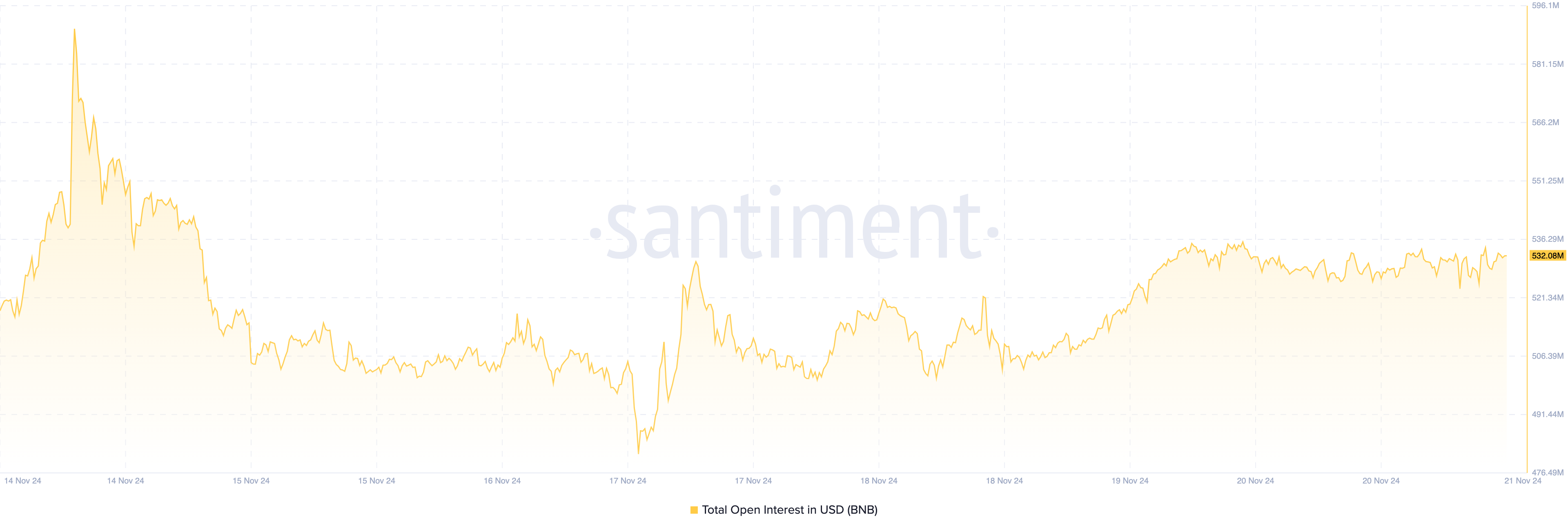 BNB open interest falder
