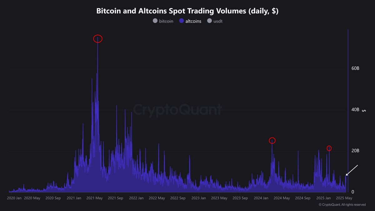 Bitcoin og altcoin spot-handelsvolumener. Kilde: Nic Puckrin