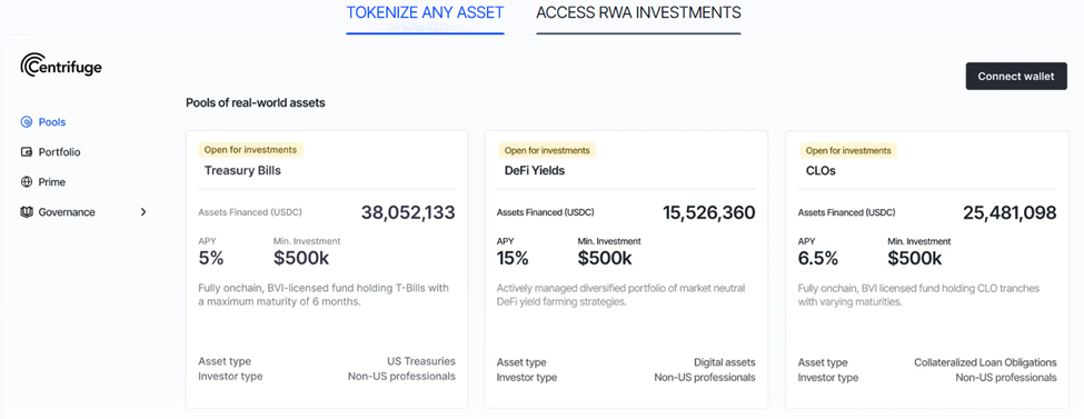 Centrifuge tilbyder tokeniserede RWA-puljer for investorer