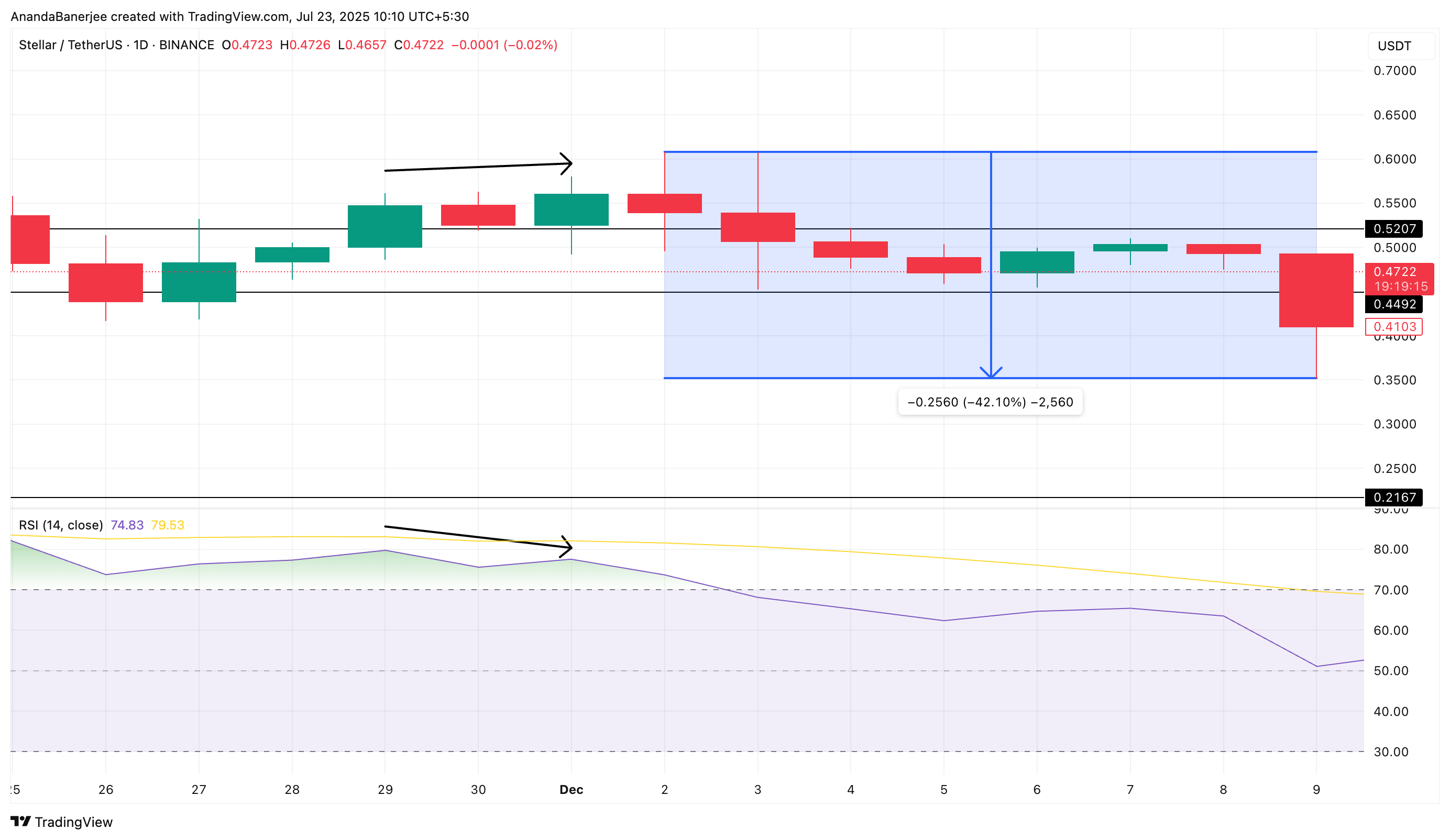 RSI divergensmønster fra december 2024